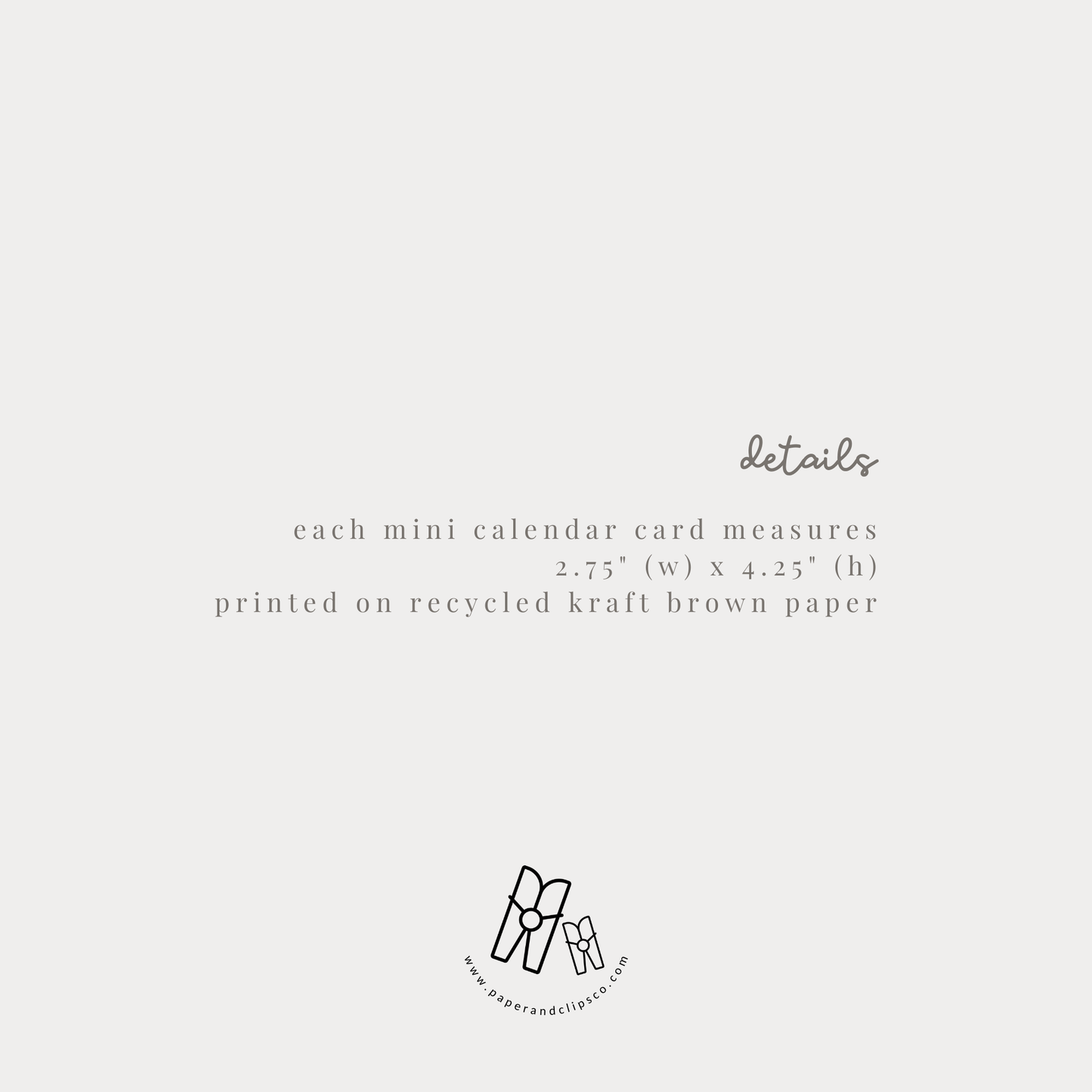 Minimalist Kraft Mini Calendar