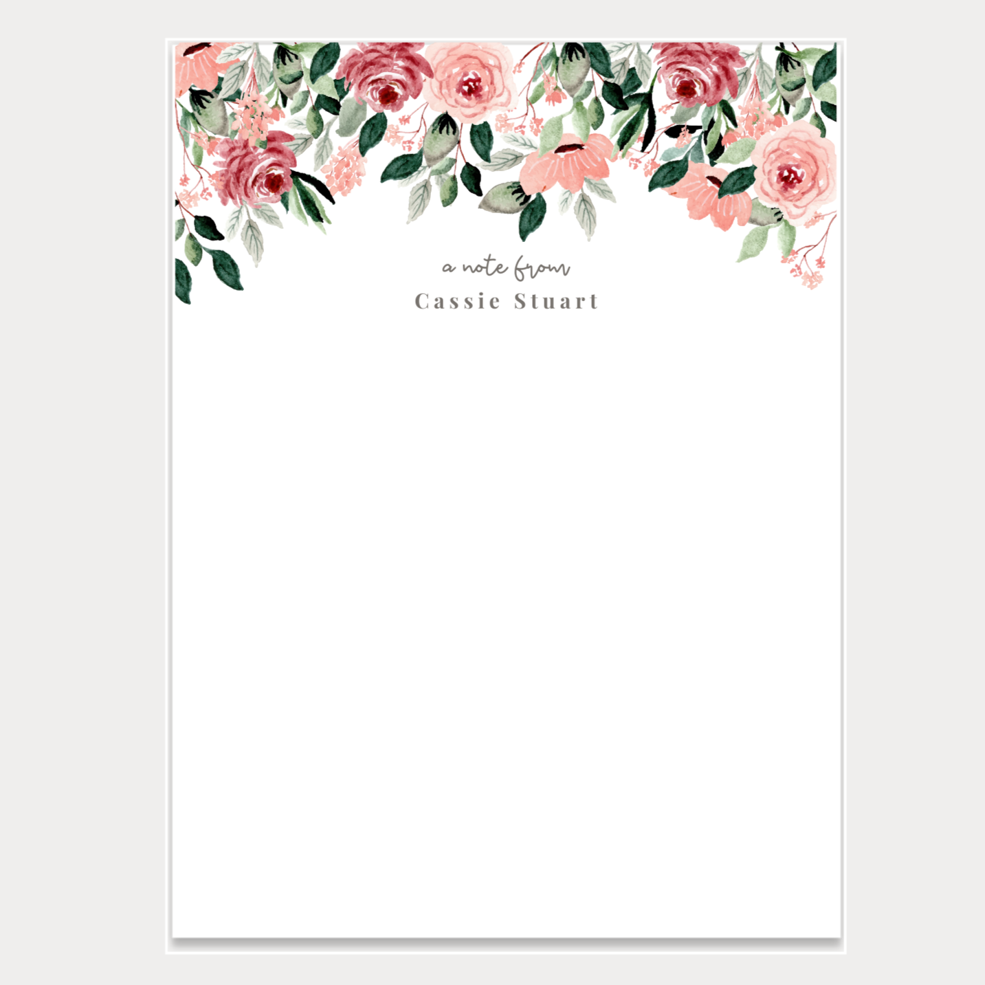 Personalized notepads with a minimalist floral design. Notepads are available in two sizes with 48 pages per notepad. Wrapped in cellophane gift wrap - ready to be gifted! Great for teachers, boss, friend, or anyone (really)!