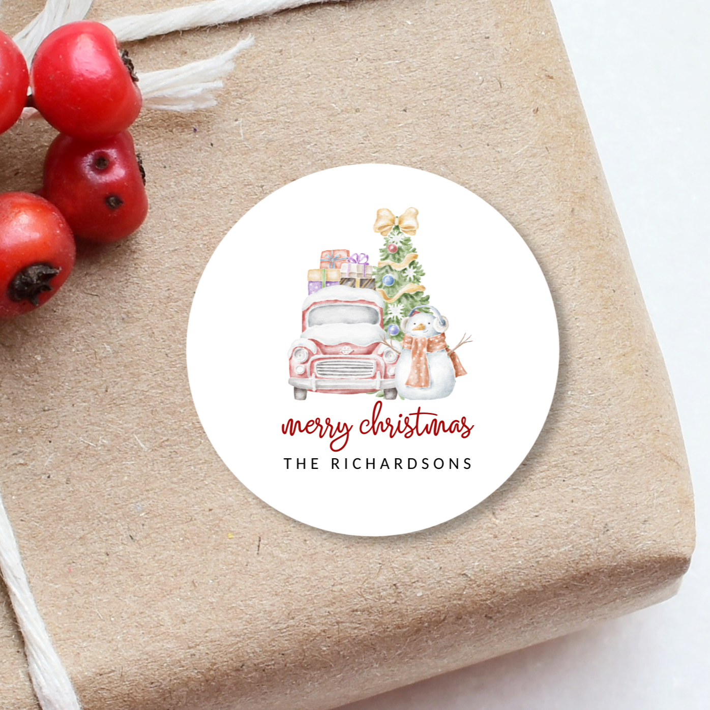 Christmas Car Snowman Stickers