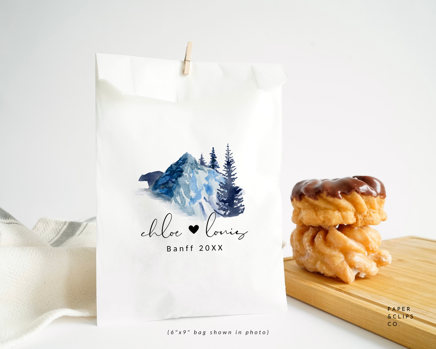 Watercolor Mountain - White Party Bags
