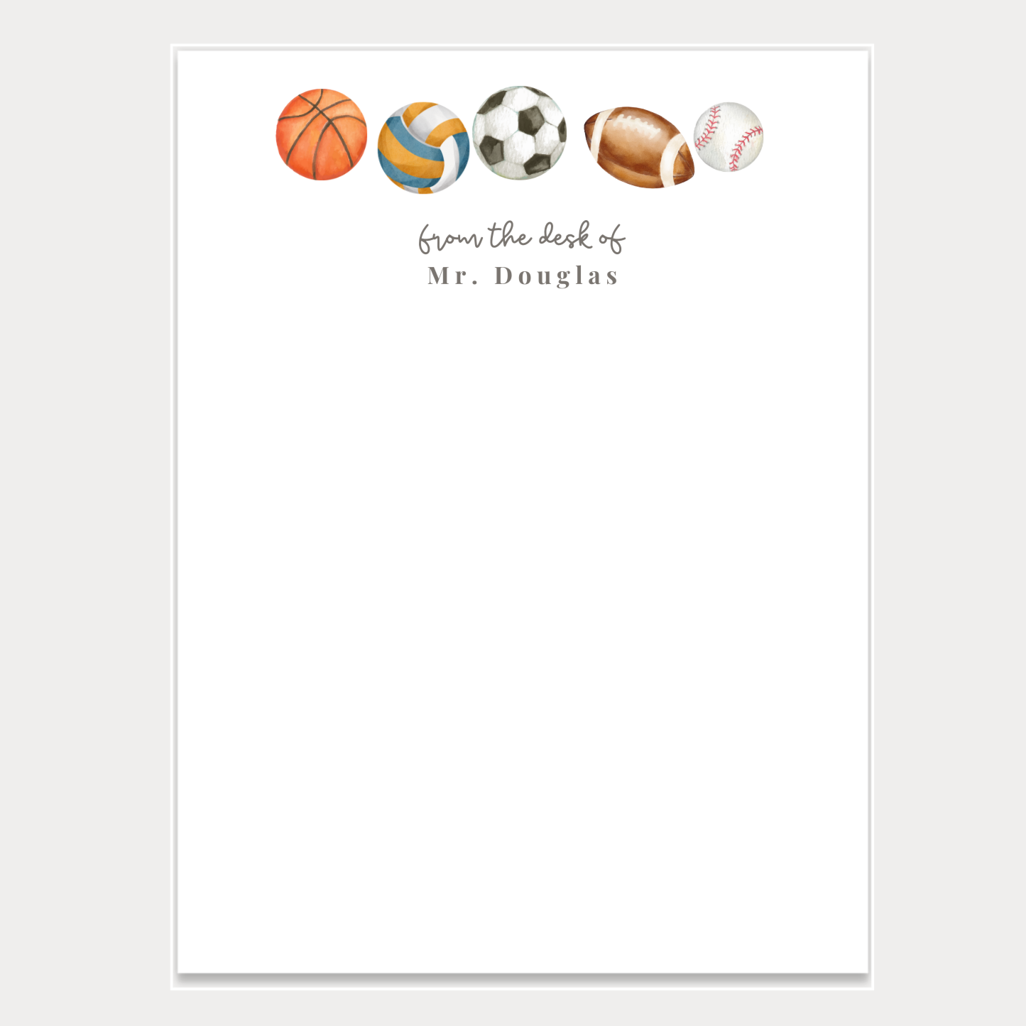 Give a thoughtful and useful gift a coach, physical education teacher, or just anyone who loves sports would love to receive. Personalized notepads are exactly the gift they’d love. Notepads are available in two sizes with 48 pages per notepad. Wrapped in cellophane gift wrap - ready to be gifted!