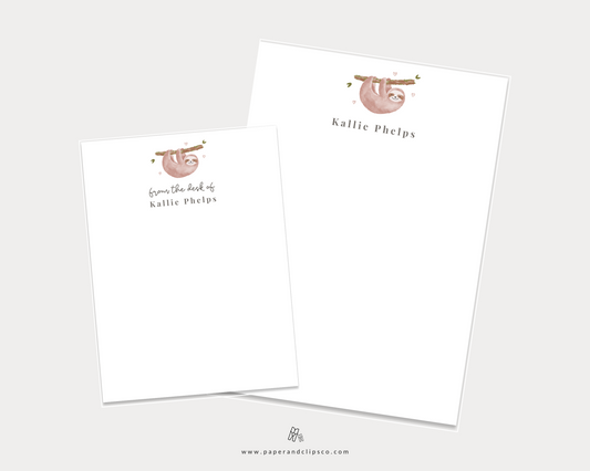 Give a thoughtful and useful gift for someone who's a sloth lover and needs to stay organized. Notepads are available in two sizes with 48 pages per notepad. Wrapped in cellophane gift wrap - ready to be gifted! Great for teachers, boss, friend, or anyone (really)!