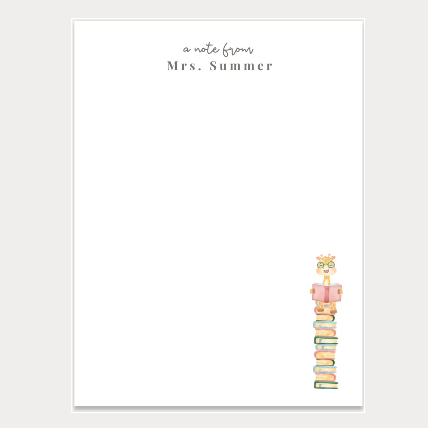 Giraffe Teacher Notepad
