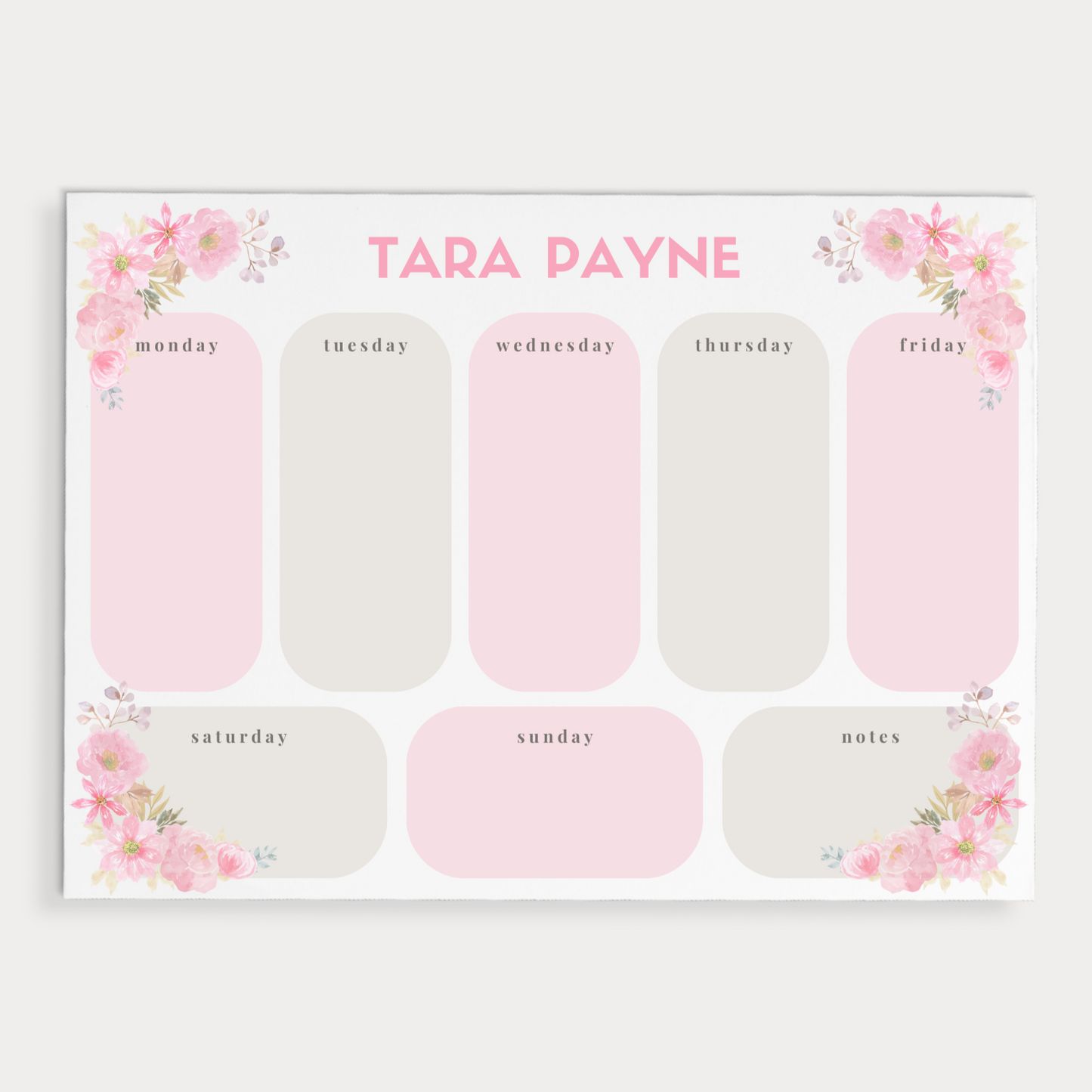 Pink Floral Weekly Planner