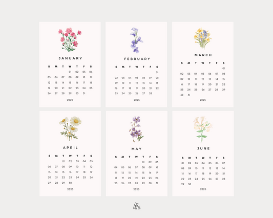 Floral Watercolor Mini Calendar