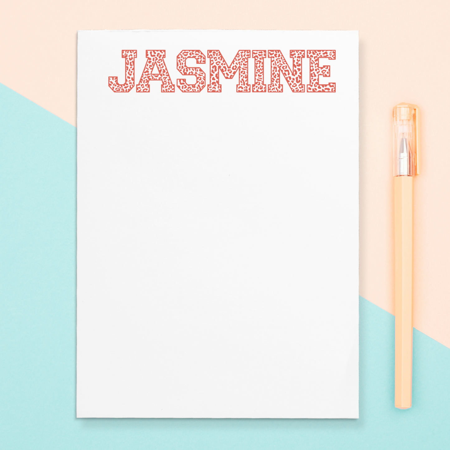 Give a thoughtful and useful gift a teacher, friend, employee, or just anyone (really) would love to receive. Personalized leopard print notepads in his/her name are exactly the gift they’d love.