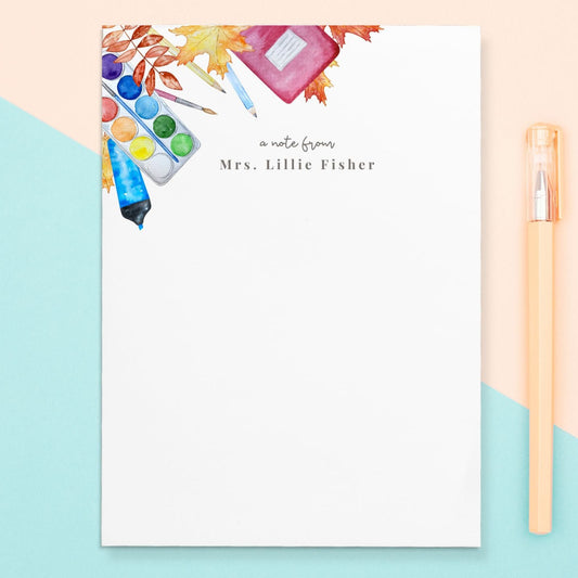 Give a thoughtful and useful gift an art teacher, friend, employee, or just anyone (really) would love to receive. Personalized notepads are exactly the gift they’d love.