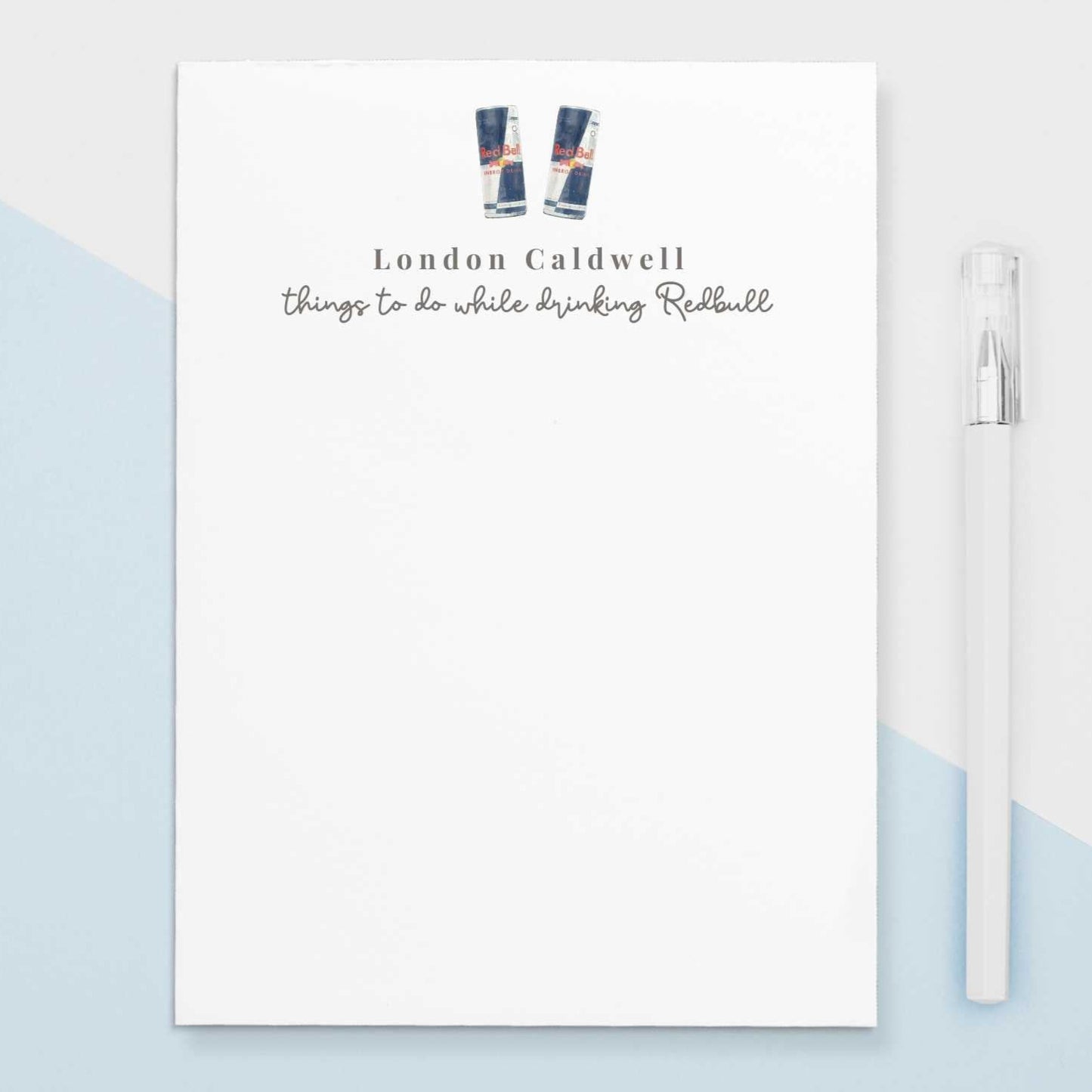 Give a thoughtful and useful gift for someone who loves Redbull and needs to stay organized. Personalized notepads are exactly the gift they’d love.
