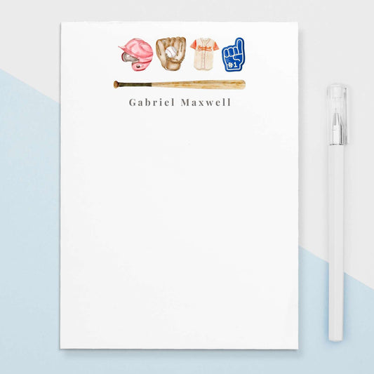 Give a thoughtful and useful gift for someone who loves to play Baseball. Personalized baseball notepads are exactly the gift they’d love. Notepads are available in two sizes with 48 pages per notepad. Wrapped in cellophane gift wrap - ready to be gifted.