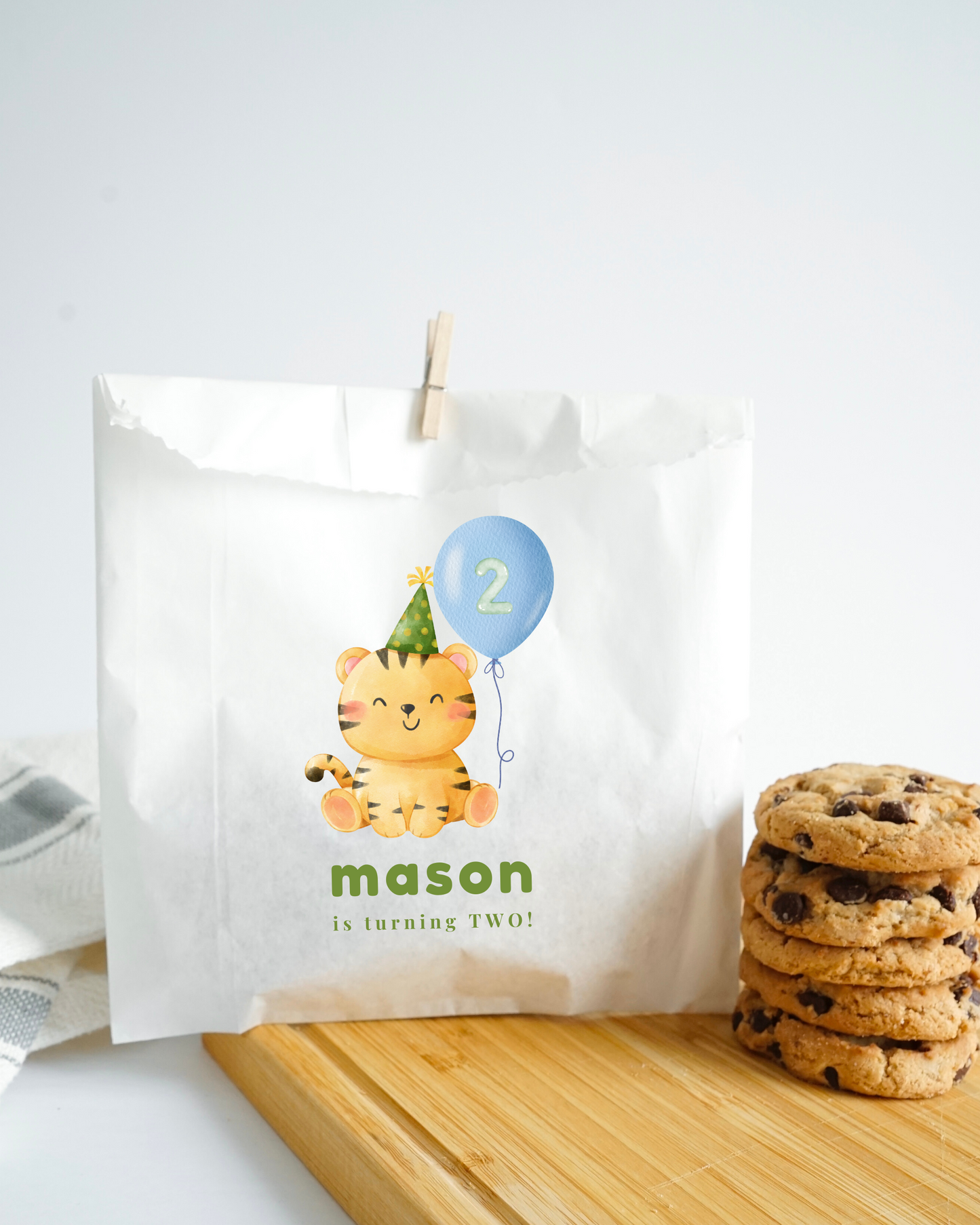 Tiger Animal Birthday - White Party Bags