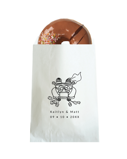 Just Married Wedding Car - White Party Bags