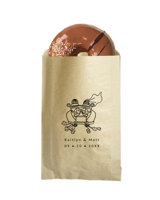 Just Married Wedding Car - Brown Party Bags