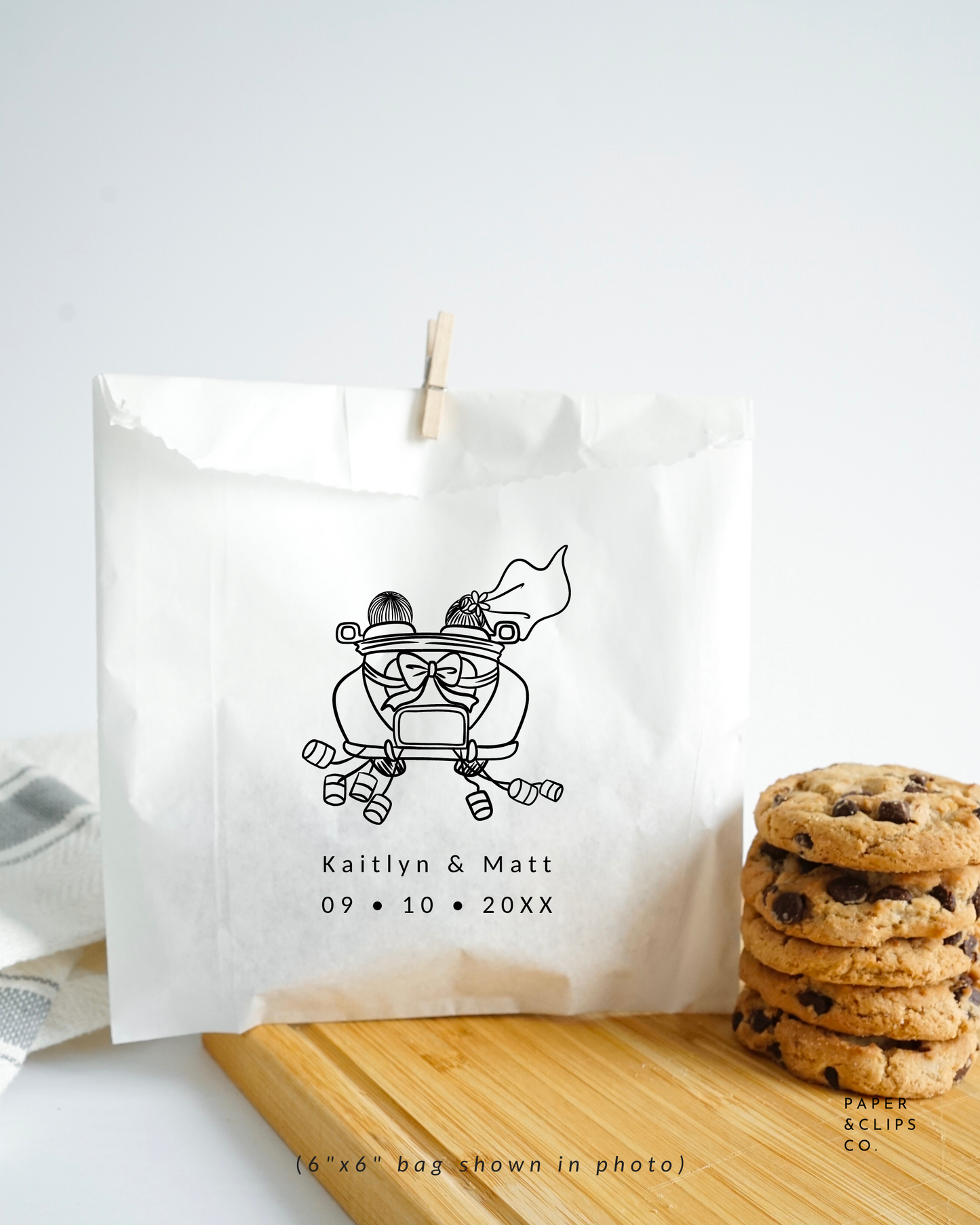 Just Married Wedding Car - White Party Bags