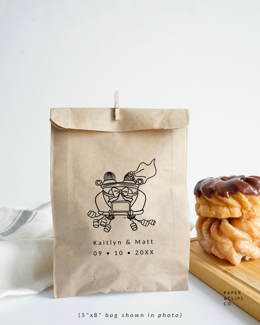 Just Married Wedding Car - Brown Party Bags