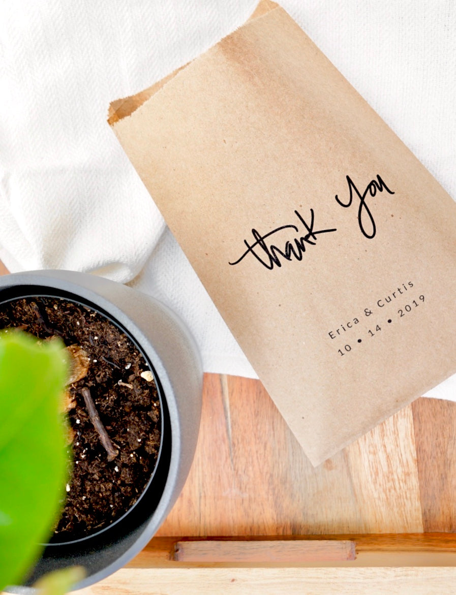  Thank you Bags - Personalized Party Favor Paper Bags - Modern and Minimalist Paper Stationery