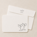 Cocktail stationery set featuring hand drawn martini glasses and coordinating envelopes