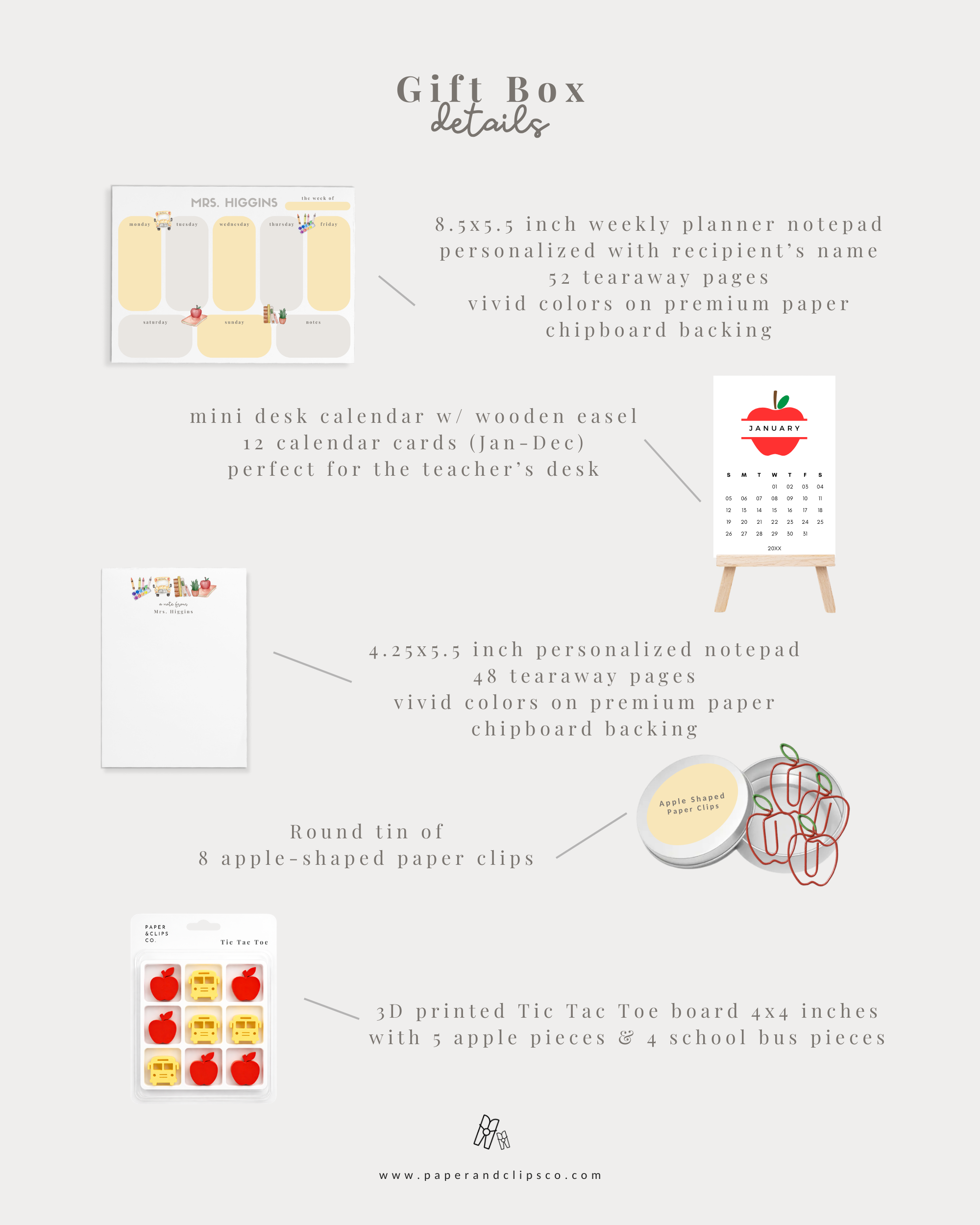 Tic Tac Toe Educator Stationery Set - (6 Color Schemes)