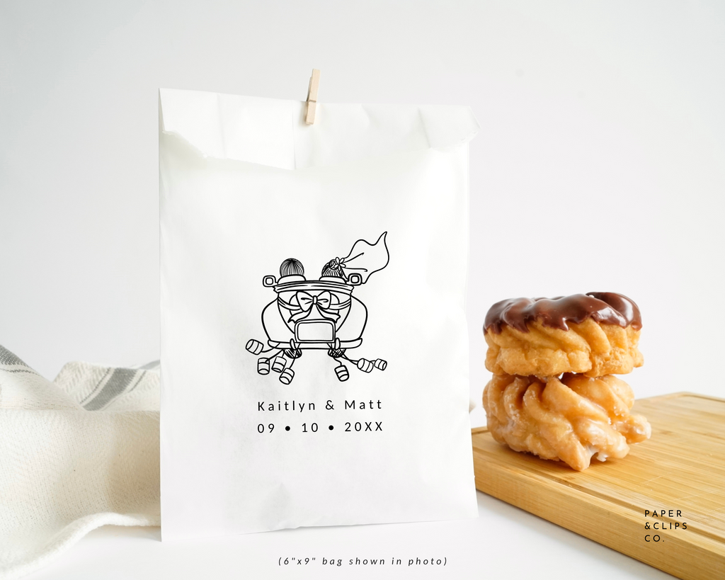 Just Married Wedding Car - White Party Bags