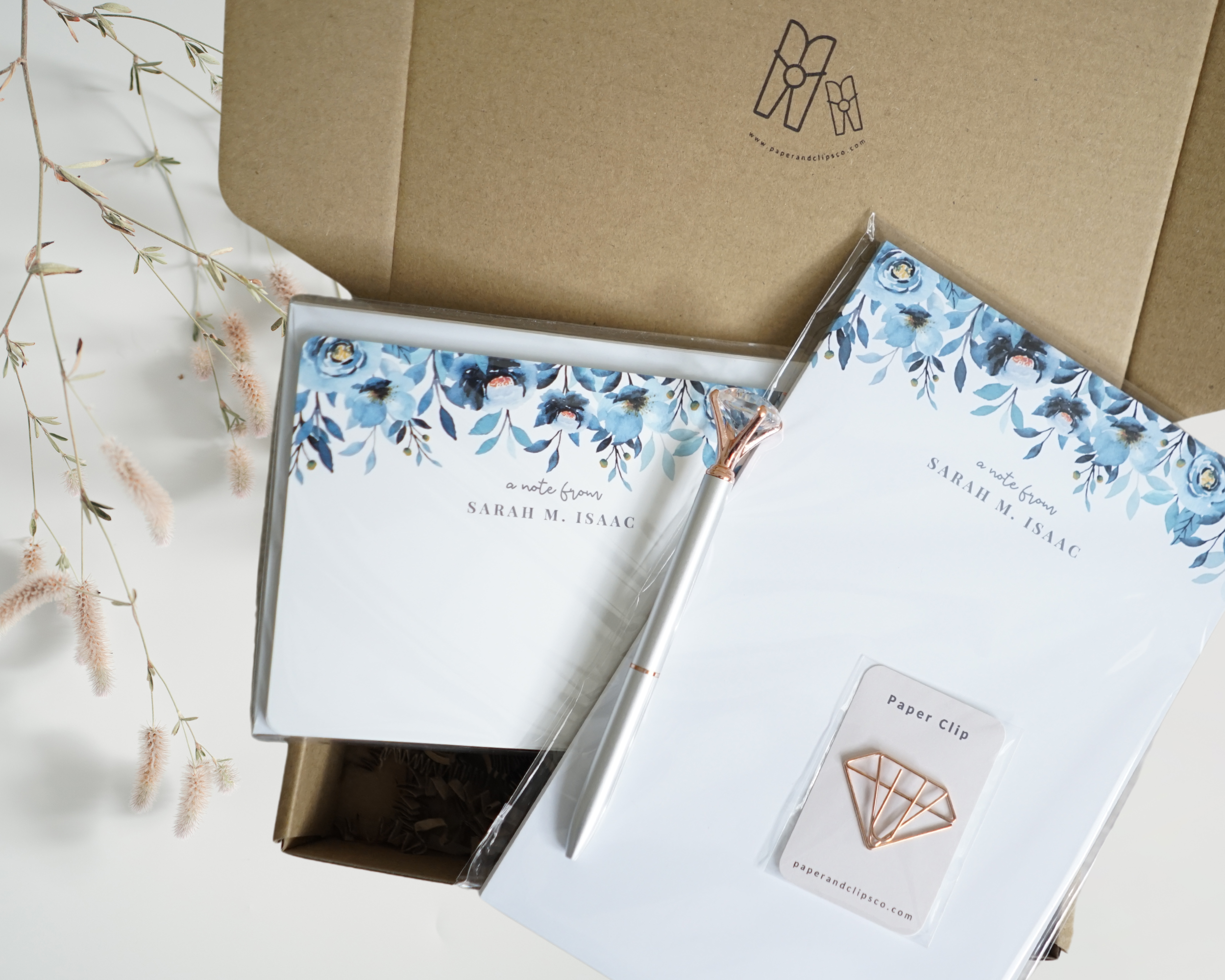 Navy Floral Stationery Gift Set