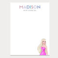 We all know that person who loves Pop culture! Give a thoughtful and useful gift for someone to stay organized. Personalized notepads are exactly the gift they’d love. Choose the color combination for the recipient's name and custom slogan below - such as "in my Barbie era".