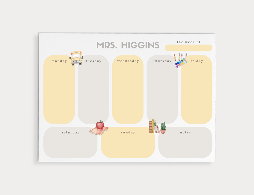 Teacher Weekly Planner