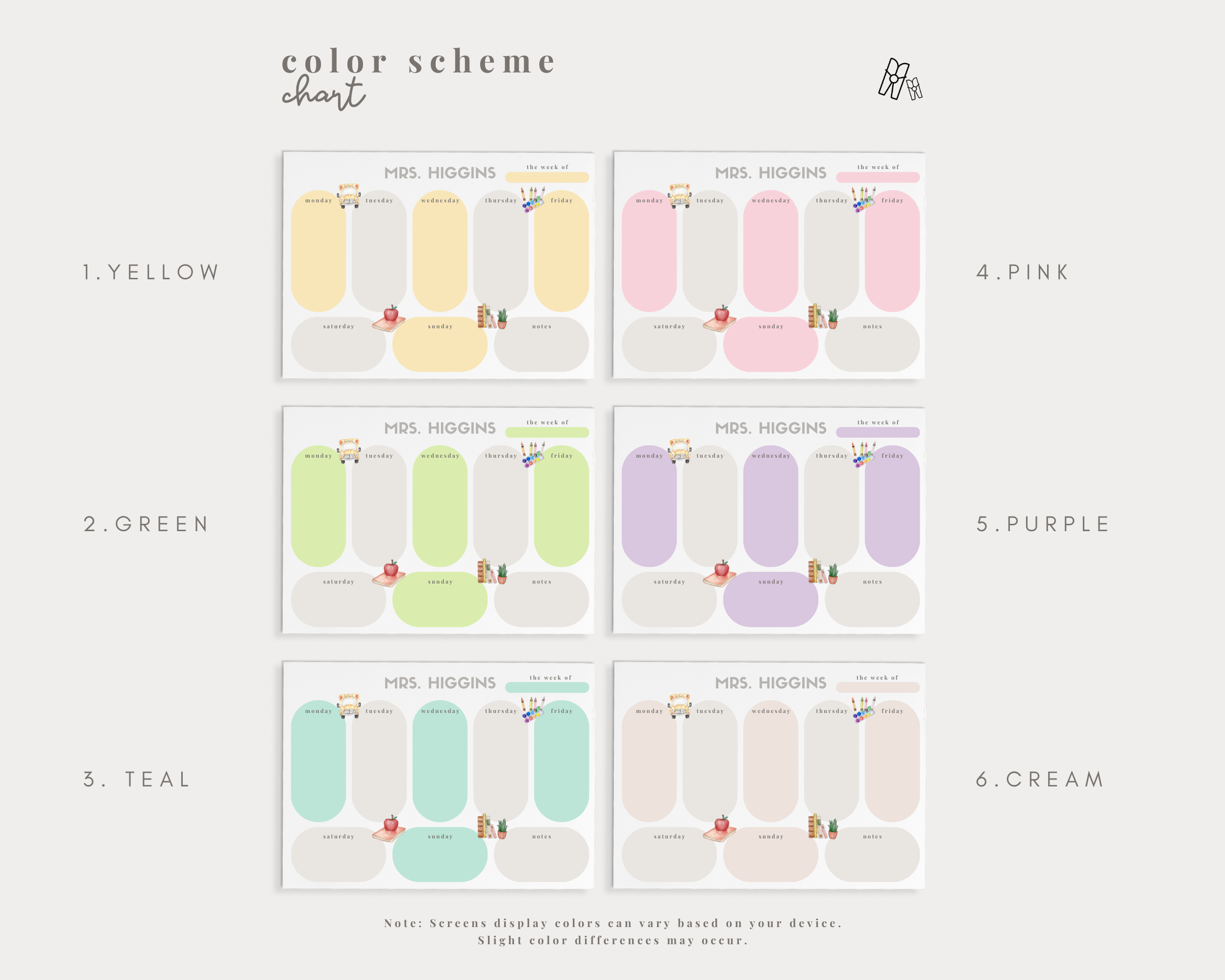 Teacher Stationery Set - (6 Color Schemes)