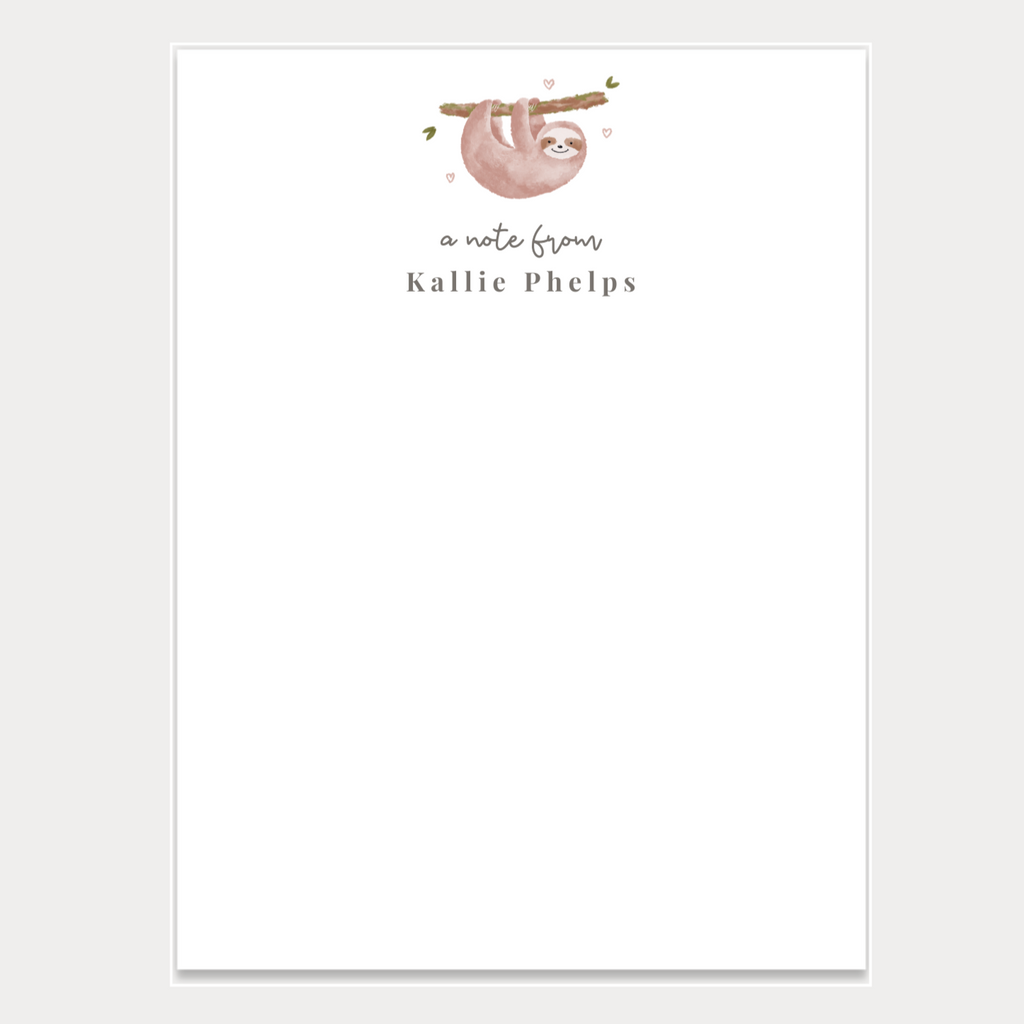 Give a thoughtful and useful gift for someone who's a sloth lover and needs to stay organized. Notepads are available in two sizes with 48 pages per notepad. Wrapped in cellophane gift wrap - ready to be gifted! Great for teachers, boss, friend, or anyone (really)!