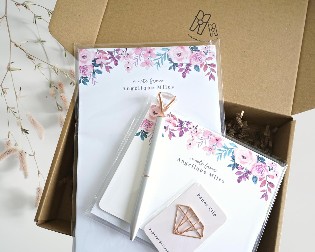 Pink Floral Stationery Gift Set – Paper and Clips Co.