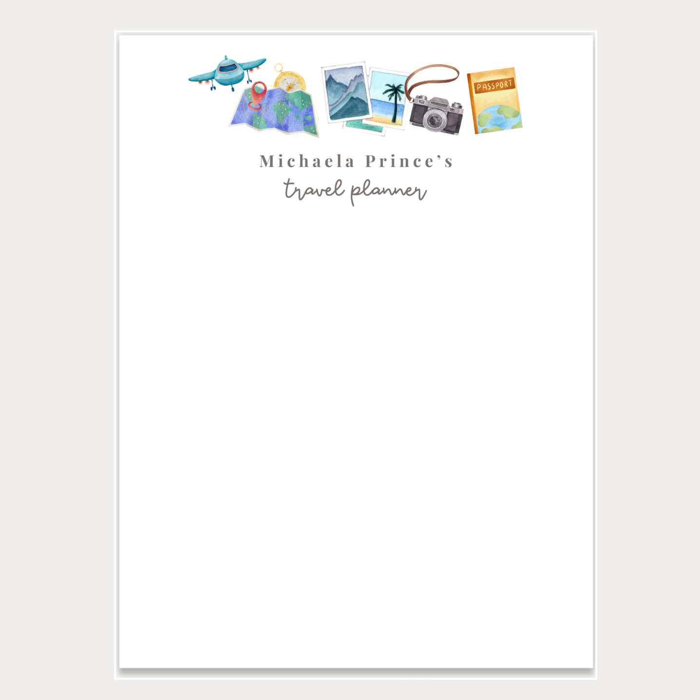 Travel Planner Notepad