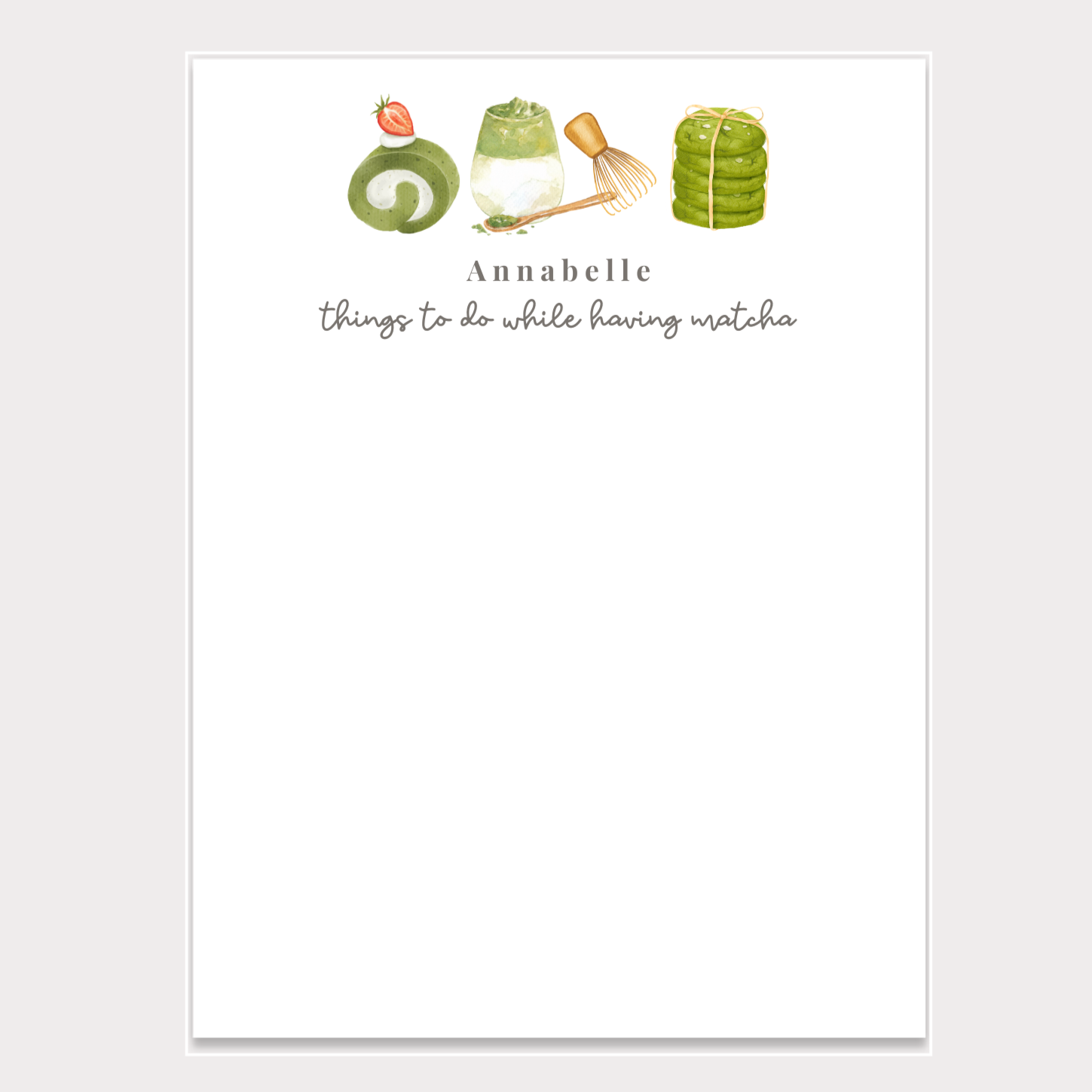 Give a thoughtful and useful gift for someone who loves Matcha and needs to stay organized. Personalized notepads are exactly the gift they’d love. 