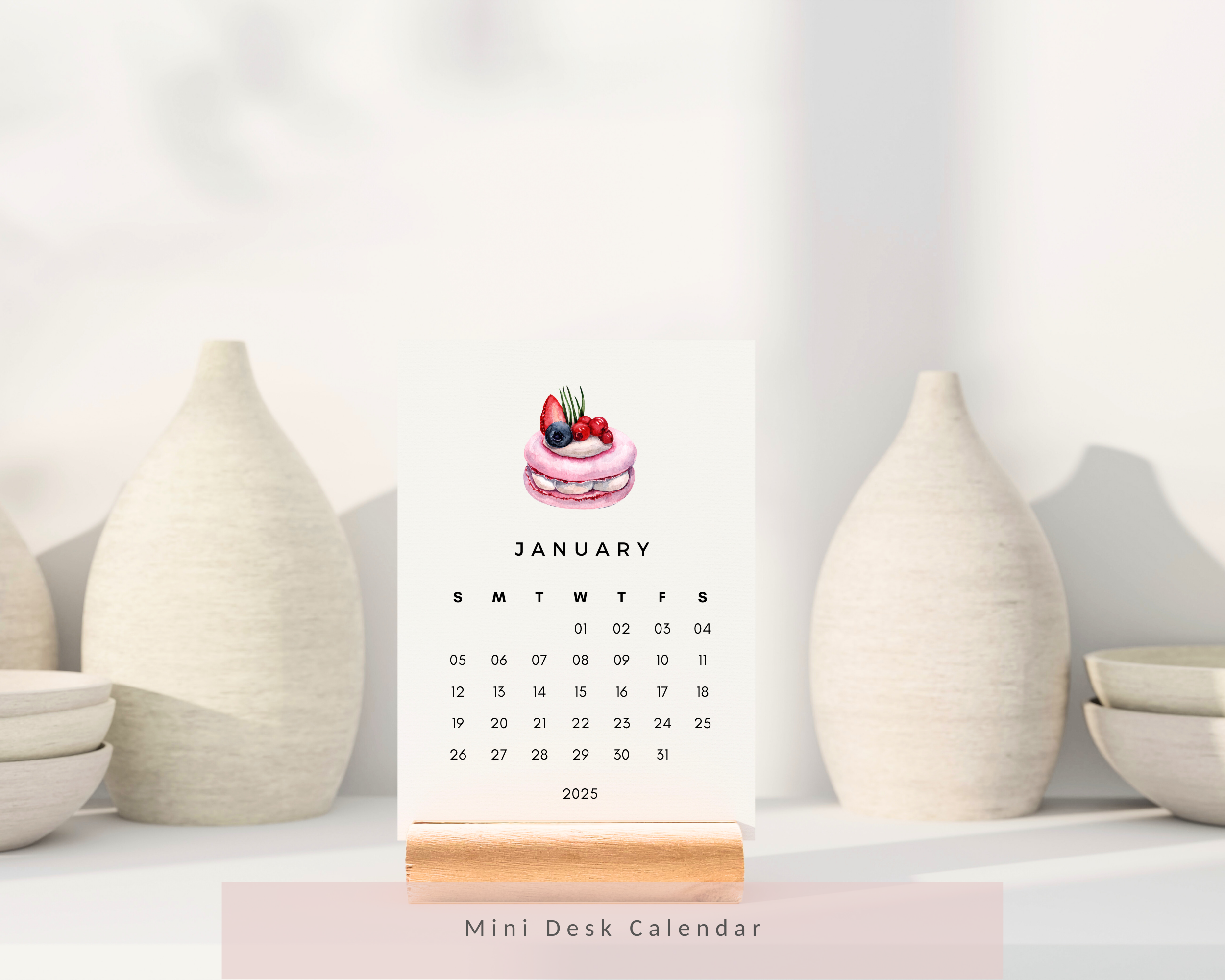 2025 Mini Desk Pastries Dessert Calendar, Watercolor Gift, Desk Calendars, Stocking Stuffers, Teacher's Gift, Gift for Foodies