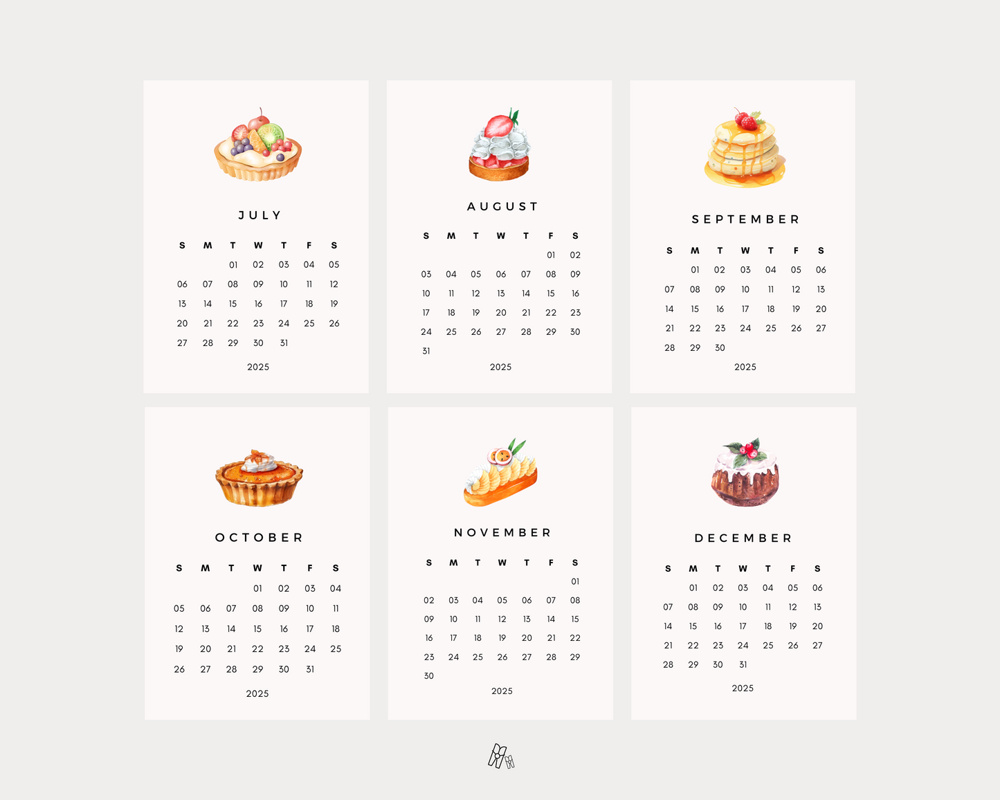 Pastries Dessert Mini Calendar