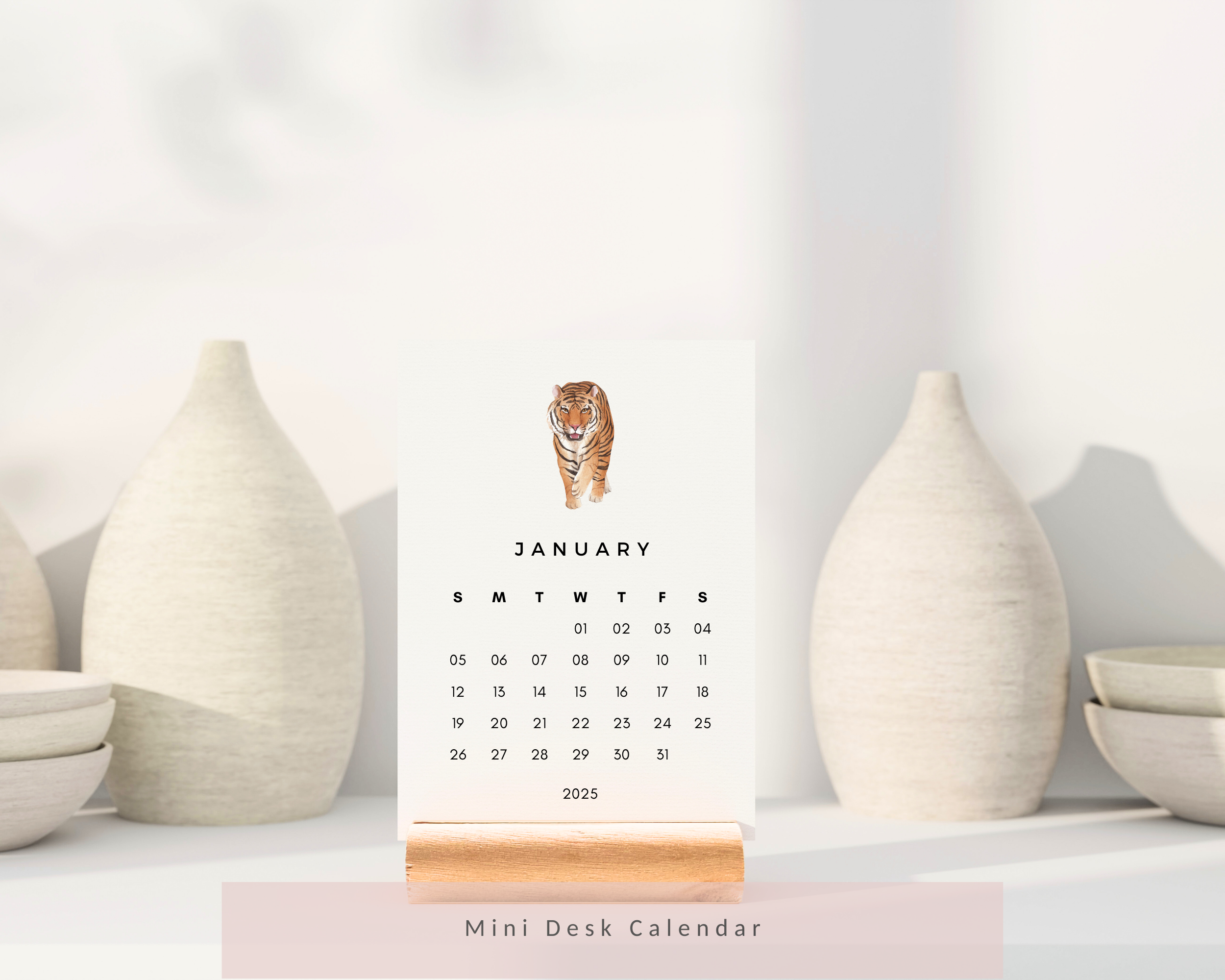 2025 Animal Mini Desk Calendar, Watercolor Gift, Desk Calendars, Stocking Stuffers, Teacher's Gift, Wildlife Calendar
