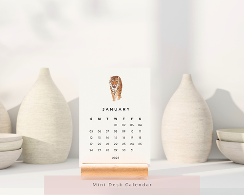 2025 Animal Mini Desk Calendar, Watercolor Gift, Desk Calendars, Stocking Stuffers, Teacher's Gift, Wildlife Calendar