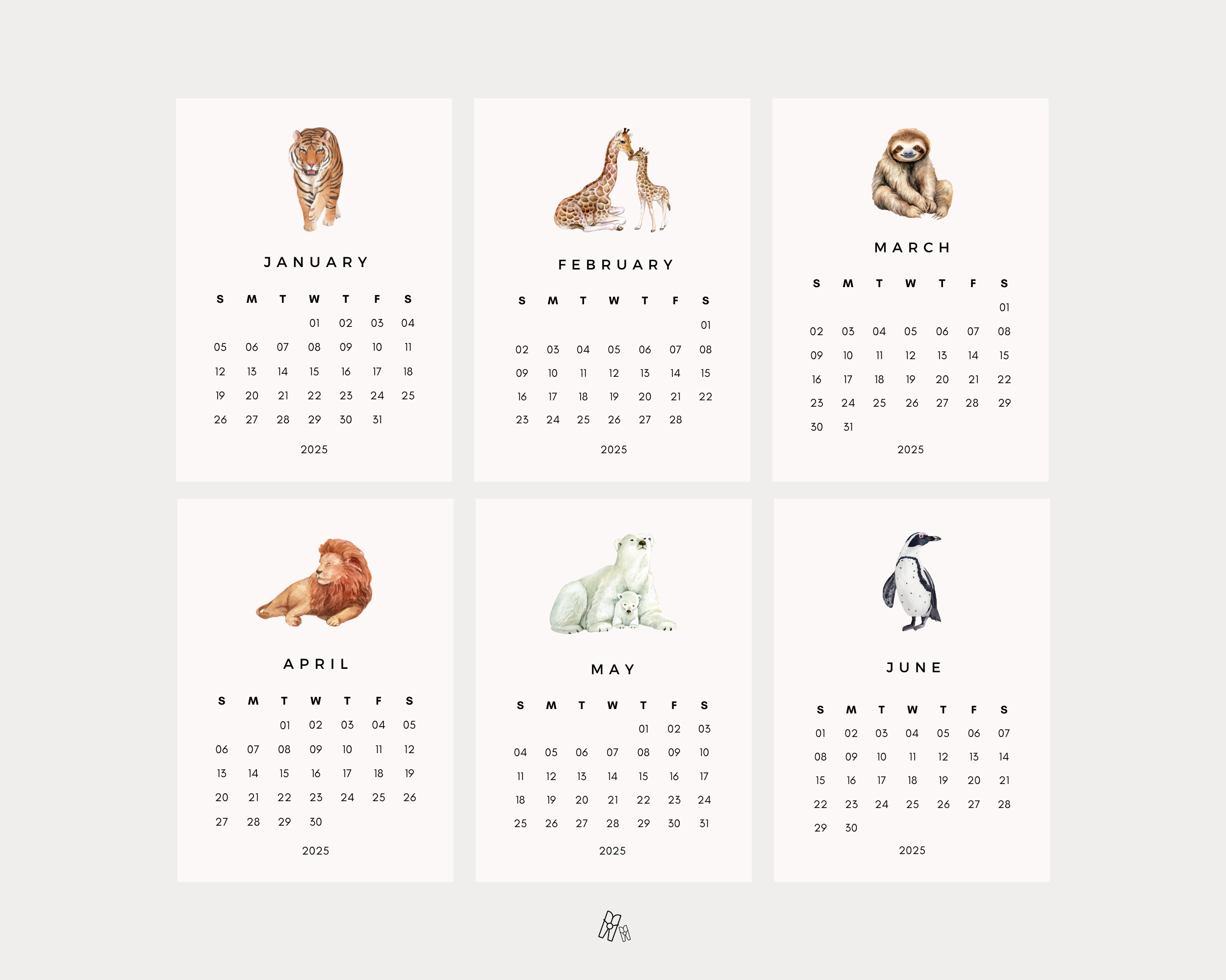 Animal Wildlife Mini Calendar