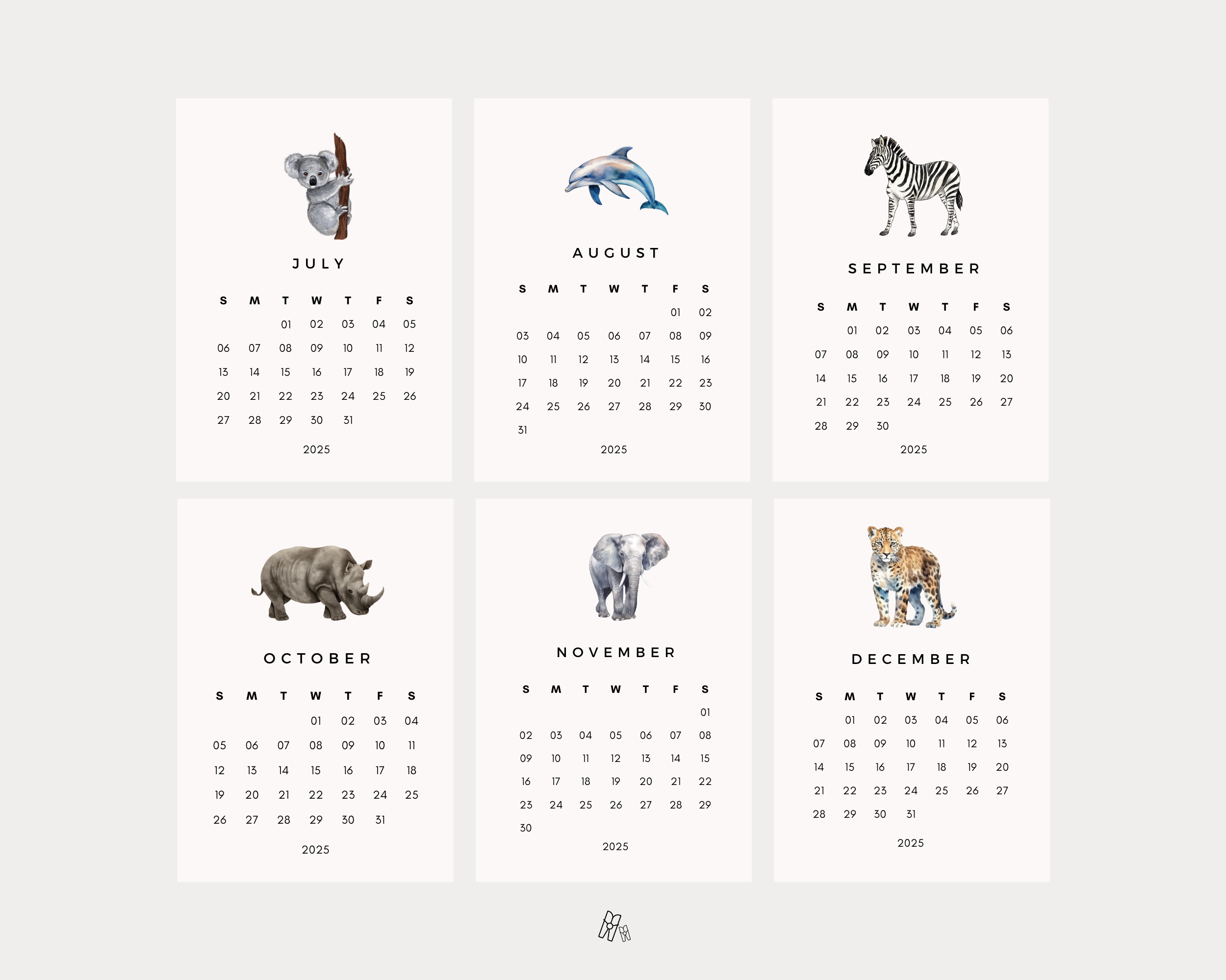 Animal Wildlife Mini Calendar