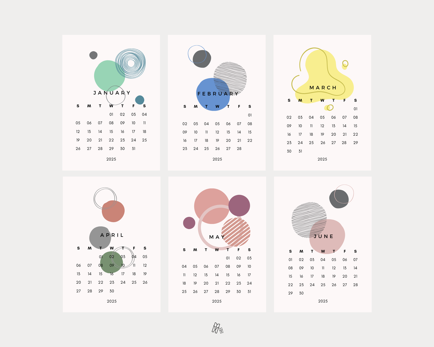 2025 Abstract Mini Calendar
