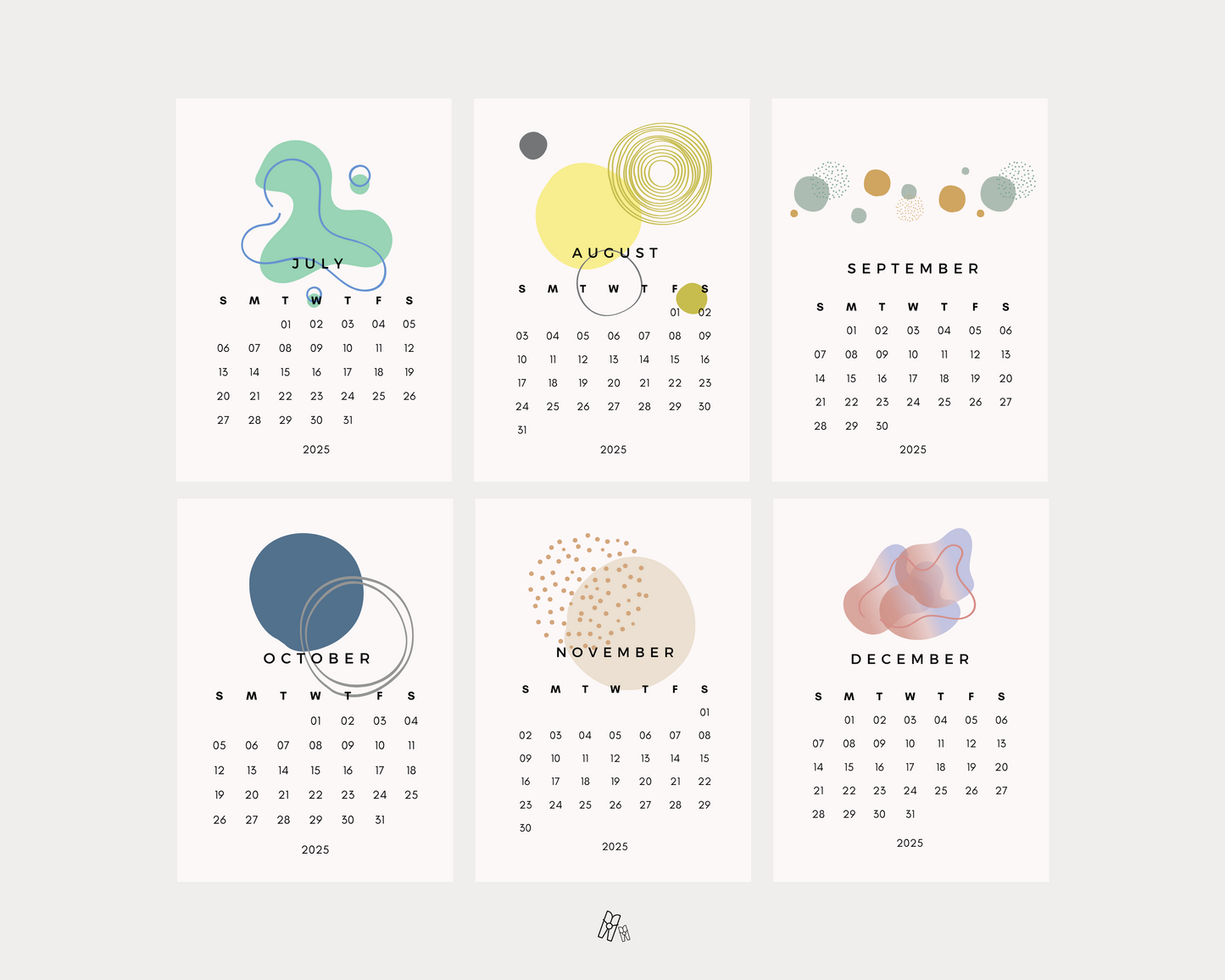 2025 Abstract Mini Calendar
