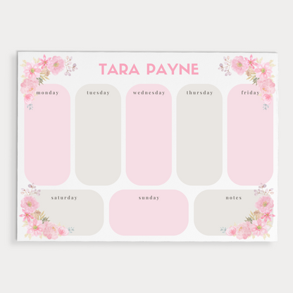 Pink Floral Weekly Planner