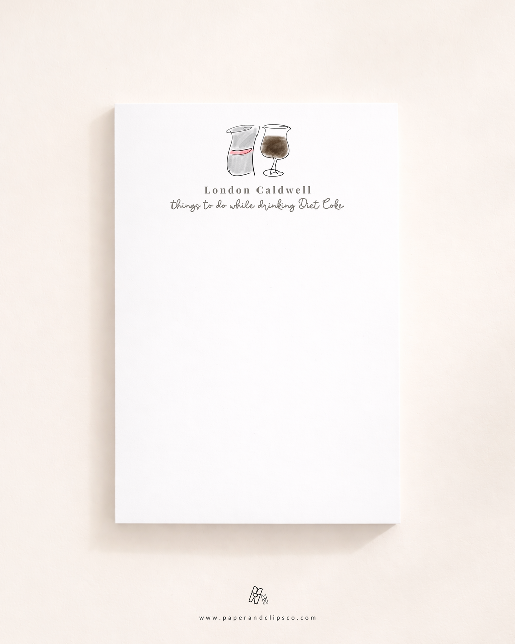 Personalized Diet Coke notepad with custom name, soda lover stationery gift, custom note pad for teachers and office desk organization