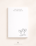 Personalized wine lover notepad with custom name and hand-drawn wine glass illustration