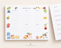 Grocery shopping meal planner notepad with categorized grocery list and weekly meal planning tear-off sheets.