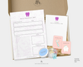 Personalized dental gift set with notepads, enamel pins, and tooth paper clips