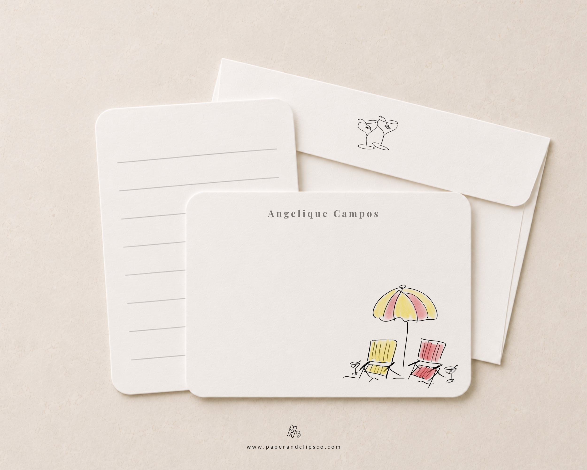 Beach Flat Note Cards & Envelopes Set of 12