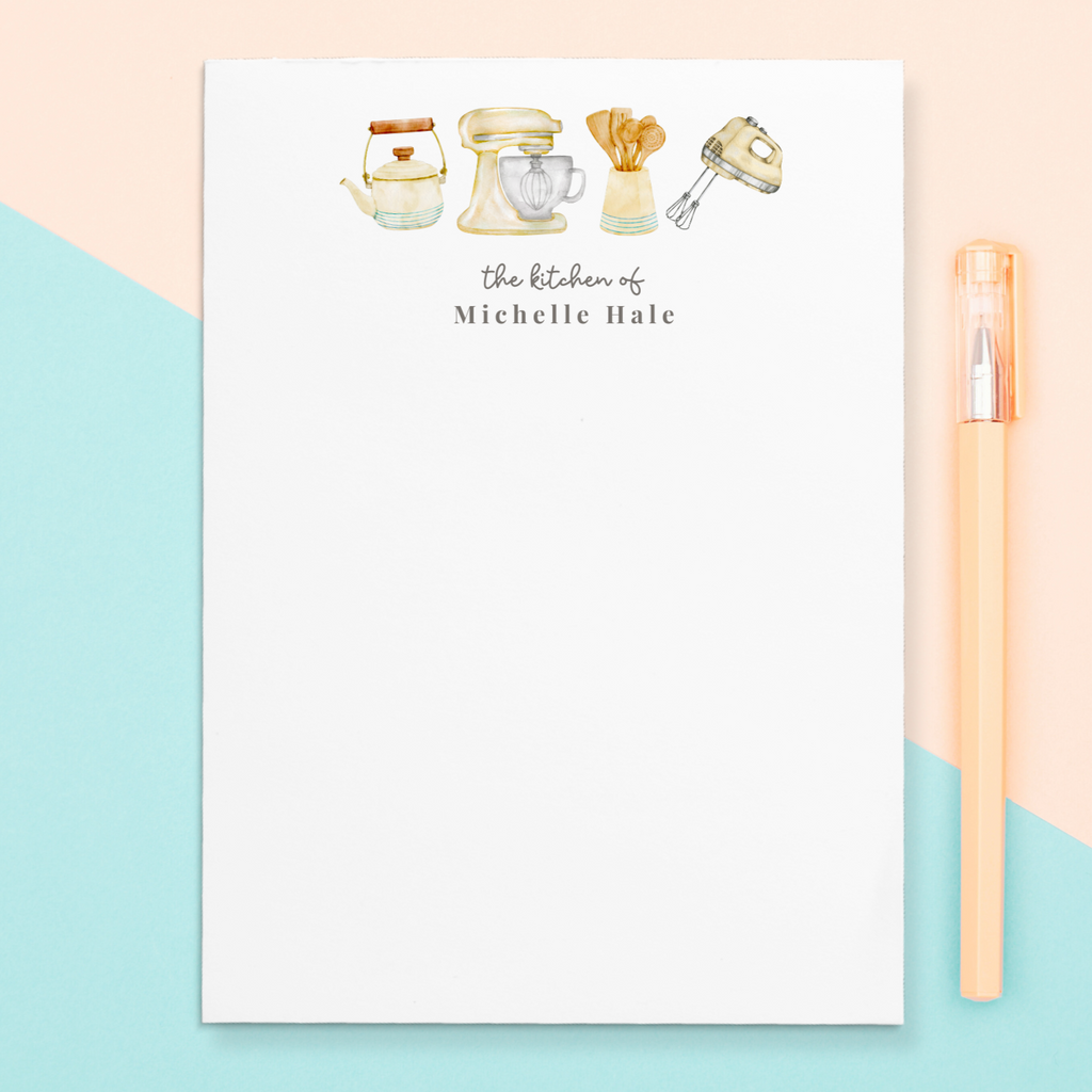 Custom kitchen stationery notepad with name – gift for moms and home cooks