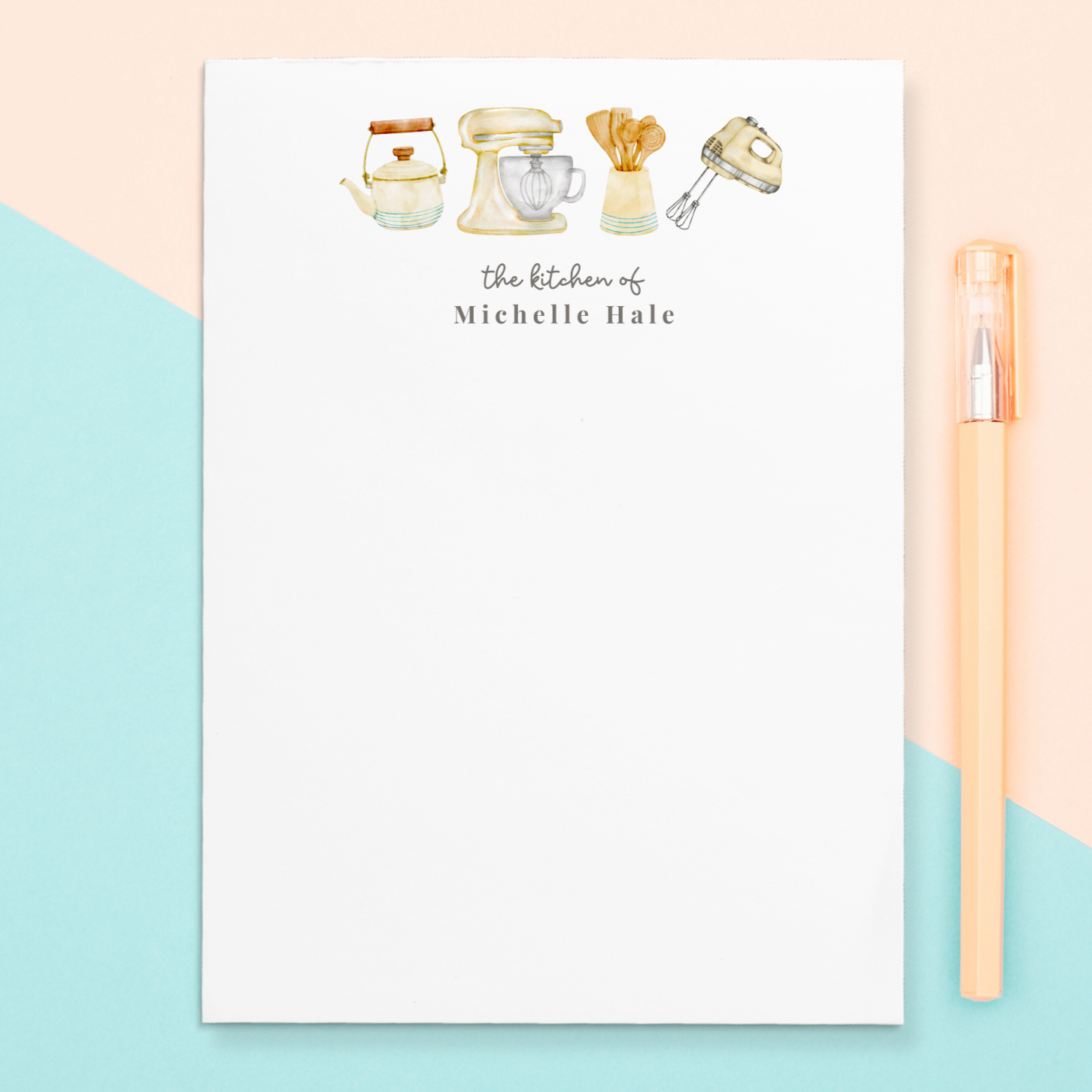 Custom kitchen stationery notepad with name – gift for moms and home cooks