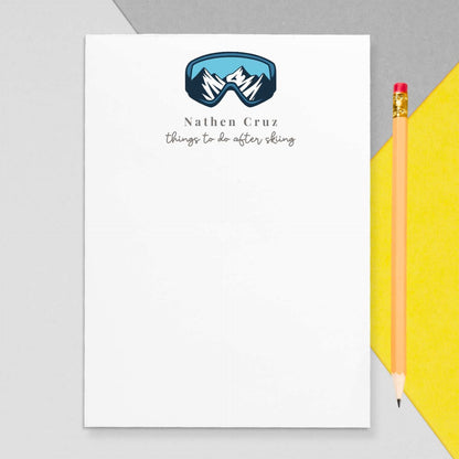 Give a thoughtful and useful gift for someone who loves skiing. Personalized winter sport notepads are exactly the gift they’d love.