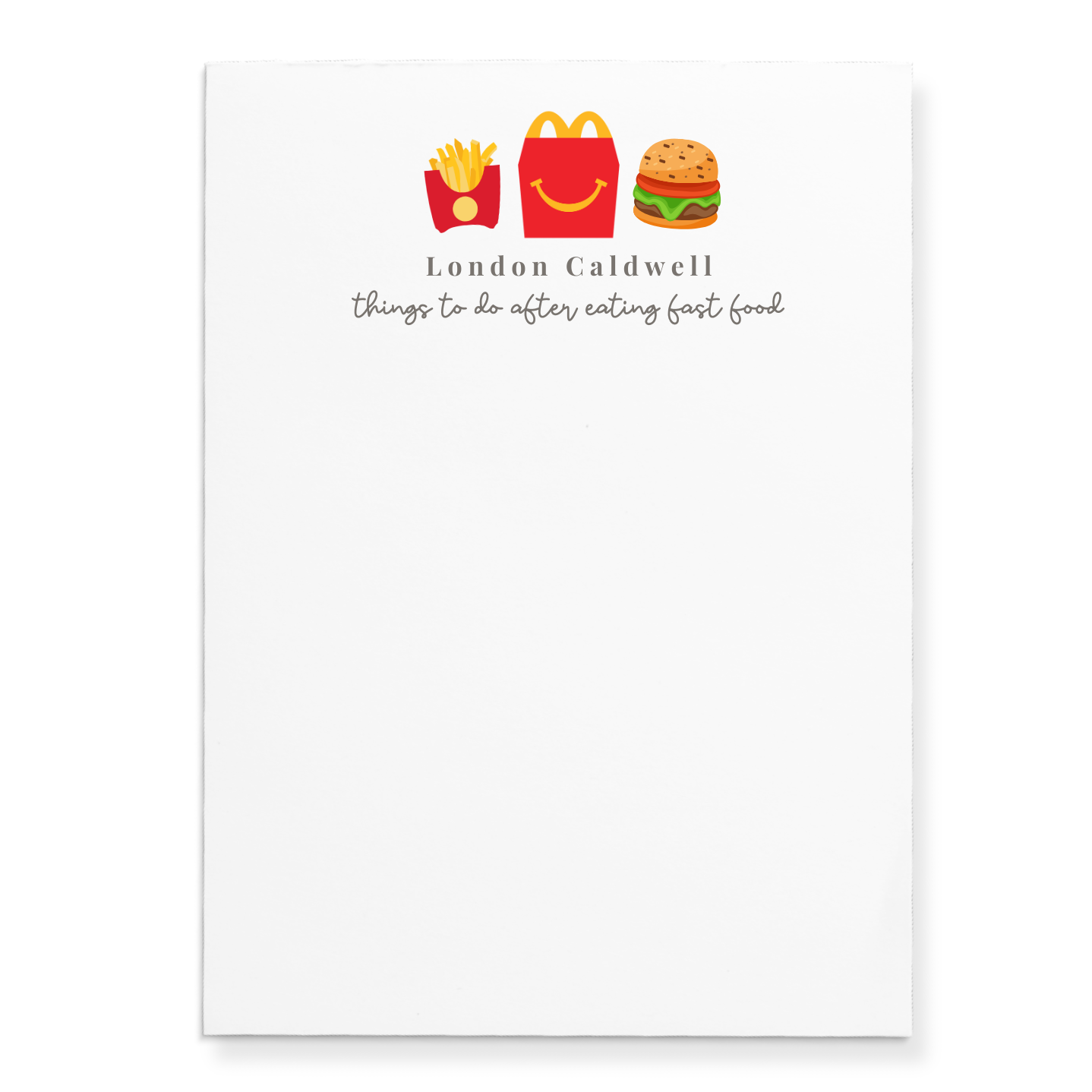 Fast Food Lover Notepad