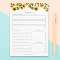 Give a thoughtful and useful gift a girlfriend, partner, best friend, employee, teacher or just anyone (really) would love to receive. Personalized daily planner notepads are exactly the gift they’d love to stay organized and productive. Each notepad is customized with the recipient's name to match the beautiful sunflower watercolor floral banner above. 