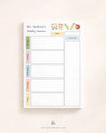 Personalized weekly teacher planner with Monday to Friday lesson planning sections and to-do list